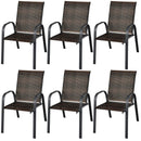 Set of 6 Outdoor PE Wicker Stackable Chairs with Sturdy Steel Frame by LJGDeals