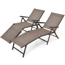 2 Pieces Foldable Chaise Lounge Chair with 2-Position Footrest by LJGDeals