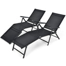 2 Pieces Foldable Chaise Lounge Chair with 2-Position Footrest by LJGDeals
