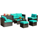 8 Pieces Patio Space-Saving Rattan Furniture Set with Storage Box and Waterproof Cover-Gray by LJGDeals