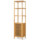 4 Tiers Slim Bamboo Floor Storage Cabinet with Shutter Door and Anti-Toppling Device-Natural by LJGDeals