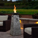 48 Inch Propane Fire Bowl Column with Lava Rocks and PVC Cover-Gray by LJGDeals