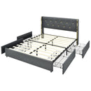 Full/Queen Size Upholstered Bed Frame with 4 Storage Drawers by LJGDeals