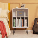 Freestanding Record Player Stand Record Storage Cabinet with Metal Legs-White by DirectDeals