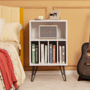 Freestanding Record Player Stand Record Storage Cabinet with Metal Legs-White by LJGDeals