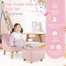 Soft Velvet Upholstered Kids Sofa Chair with Ottoman by LJGDeals