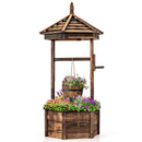 Rustic Wooden Wishing Well with Adjustable Hanging Bucket-Brown by LJGDeals