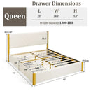 Full Size/Queen Size Upholstered Bed Frame with Adjustable Headboard and 4 Drawers by LJGDeals