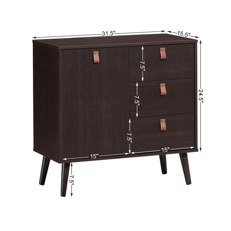 3-drawer Sideboard Storage Display Cabinet-Brown, photo 4 of 8