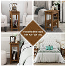 2-Tier End Table with Pull-out Tray and Solid Rubber Wood Legs by LJGDeals