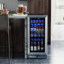 15 Inch 100 Can Built-in Freestanding Beverage Cooler Refrigerator with Adjustable Temperature and Shelf-Silver by LJGDeals