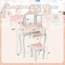2-in-1 Kids Vanity Table Set with Tri-folding Mirror-Pink by LJGDeals
