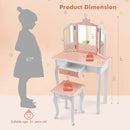 Princess Vanity Table and Chair Set with Tri-Folding Mirror and Snowflake Print-Pink by LJGDeals