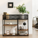 4-Tier Industrial Console Table with Wire Basket and shelf-Rustic Brown by LJGDeals