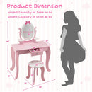 Kid Vanity Table Stool Set with Oval Rotatable Mirror-Pink by LJGDeals