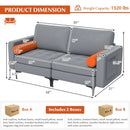Modern Loveseat Sofa with 2 Bolsters and Side Storage Pocket-Gray by DirectDeals
