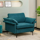 Modern Fabric Accent Armchair with Original Distributed Spring and Armrest Cushions by LJGDeals