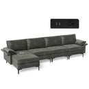 Extra Large L-shaped Sectional Sofa with Reversible Chaise and 2 USB Ports for 4-5 People