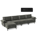 Extra Large L-shaped Sectional Sofa with Reversible Chaise and 2 USB Ports for 4-5 People by LJGDeals