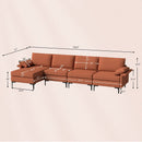 Extra Large L-shaped Sectional Sofa with Reversible Chaise and 2 USB Ports for 4-5 People by LJGDeals