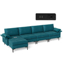 Extra Large L-shaped Sectional Sofa with Reversible Chaise and 2 USB Ports for 4-5 People by LJGDeals