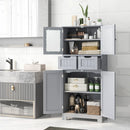 3 Tier Freee-Standing Bathroom Cabinet with 2 Drawers and Glass Doors by LJGDeals