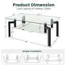 2-Tier Rectangular Glass Coffee Table with Metal Tube Legs-Black by LJGDeals
