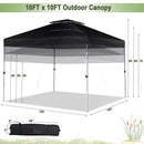 2-Tier 10 x 10 Feet Pop-up Canopy Tent with Wheeled Carry Bag-Black by LJGDeals