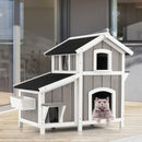 2-Story Outdoor Wooden Feral Cat House with Escape Door-Grey by LJGDeals