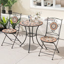 3 Pieces Patio Bistro Set with 1 Round Mosaic Table and 2 Folding Chairs by LJGDeals