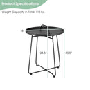Outdoor Metal Patio End Side Table Weather Resistant with Handle by LJGDeals