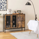48 Inch Industrial Kitchen Buffet Sideboard with Metal Mesh Doors and Anti-toppling Device-Brown by LJGDeals