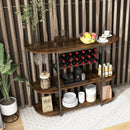 47 Inches Wine Rack Table with Glass Holder and Storage Shelves by LJGDeals