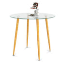 Round Glass Dining Table Leisure Coffee Table with Metal Legs-Natural by LJGDeals