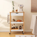 3-Tier Kitchen Island Cart Rolling Service Trolley with Bamboo Top by LJGDeals