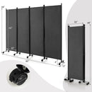 4-Panel Folding Room Divider 6 Feet Rolling Privacy Screen with Lockable Wheels by LJGDeals