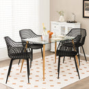 Set of 4 Heavy Duty Modern Dining Chair with Airy Hollow Backrest-Black