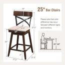 Set of 2 Wooden Swivel Bar Stools with Cushioned Seat and Open X Back by LJGDeals
