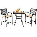 3 Pieces Patio Bar Set with 2 Bar Stools and 1 Square Table by LJGDeals