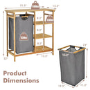 Bamboo Laundry Hamper Stand with Removable Sliding Bag and 3-Tier Open Shelves by LJGDeals