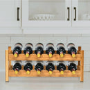 2-Tier 12 Bottles Bamboo Storage Shelf Wine Rack by LJGDeals