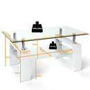 Rectangular Tempered Glass Coffee Table with Shelf by LJGDeals