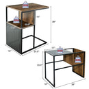 2-Tier C-Shaped Reversible End Table with Wooden Shelf for Living Room-Brown by LJGDeals