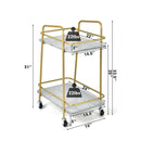 2-tier Kitchen Rolling Cart with Steel Frame and Lockable Casters-Gray by LJGDeals