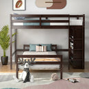 Twin Over Twin Loft Bunk Bed with Bookcase by LJGDeals