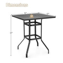 32 Inches Outdoor Steel Square Bar Table with Powder-Coated Tabletop by LJGDeals