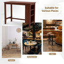Counter Height Bar Table with 3-Tier Storage Shelves for Home Restaurant by DirectDeals