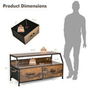 Dresser TV Stand with 2 Folding Fabric Drawers and Open Shelves-Rustic Brown by LJGDeals