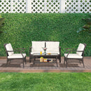 4 Pieces Outdoor Rattan Conversation Set with Protective Cover by LJGDeals