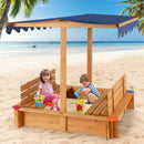 Kids Wooden Sandbox with Canopy and 2 Bench Seats by LJGDeals